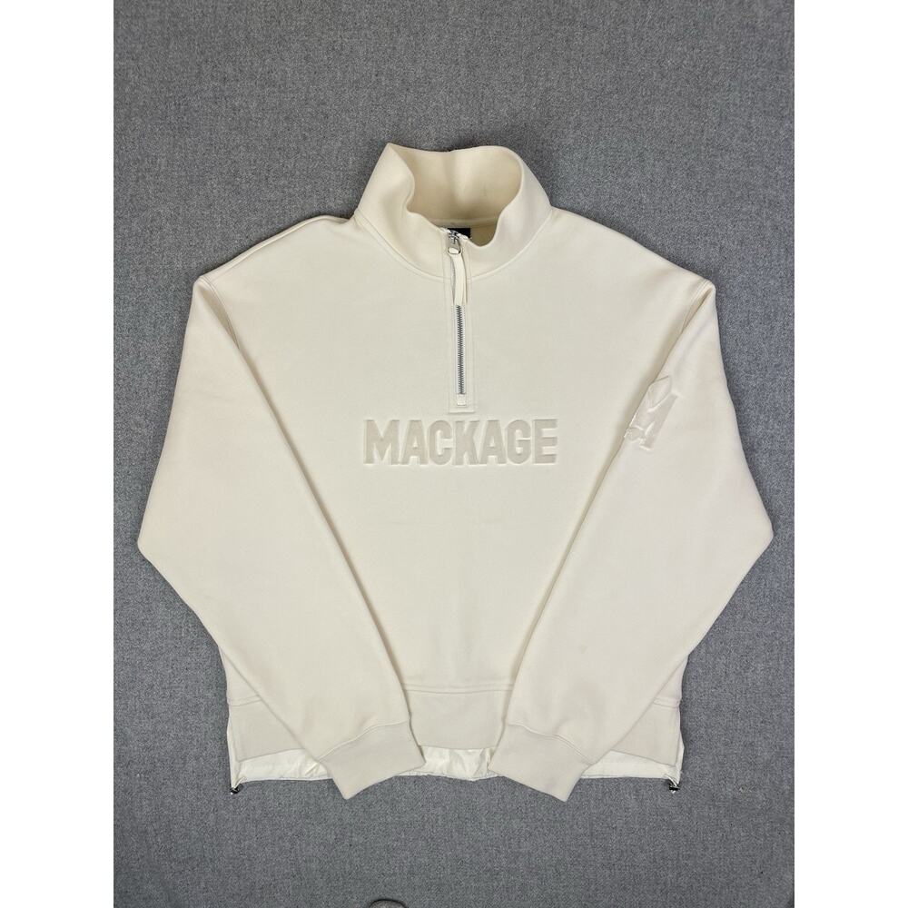 Mackage Brando Half-Zip Logo Embroidered Sweatshirt Size Large
